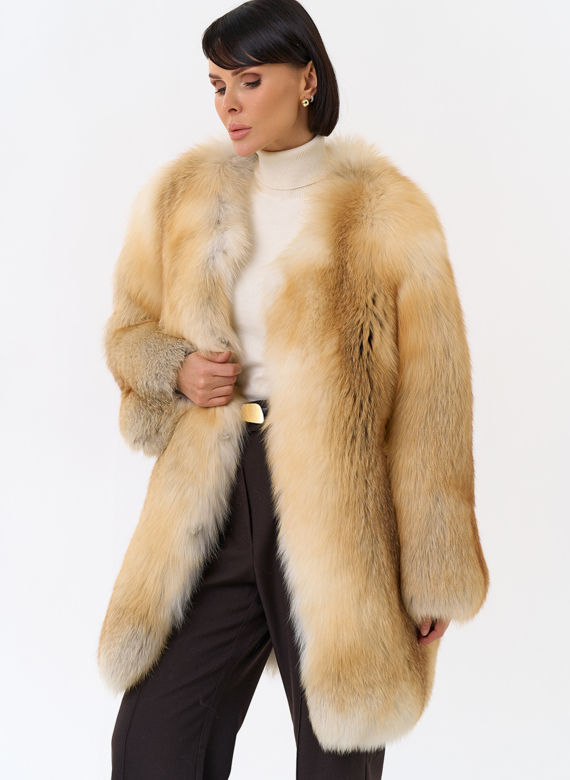 Шуба из рыжей лисы