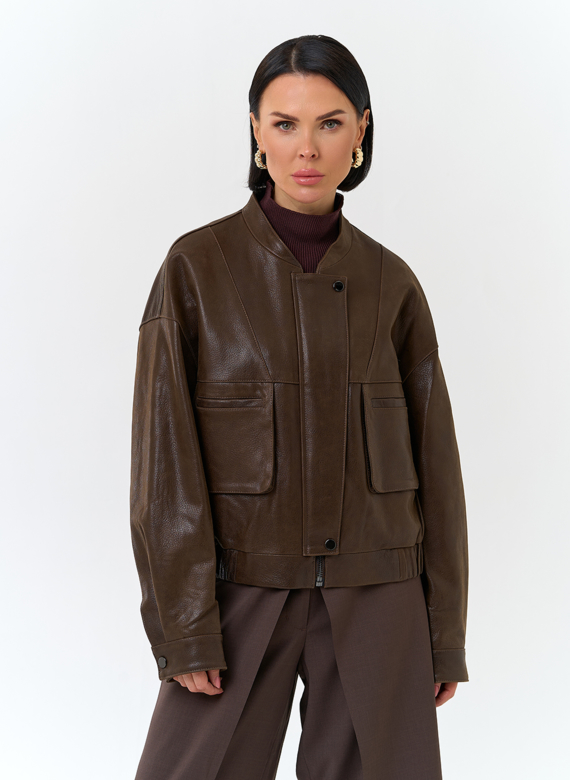 Женская куртка бомбер из натуральной кожи
