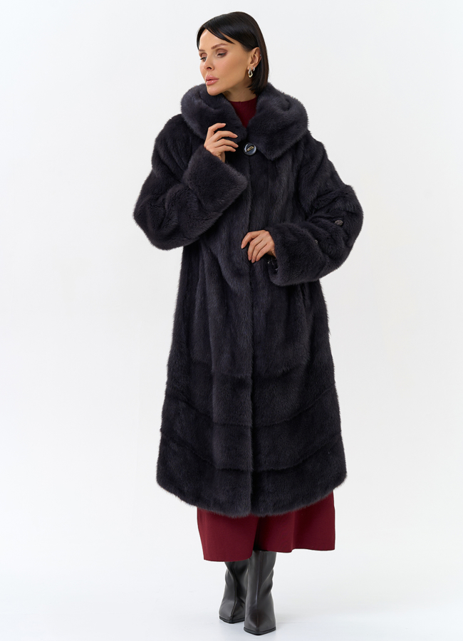 Шуба из меха норки с капюшоном модель № 30670 универмаг малина