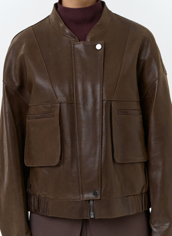 Женская куртка бомбер из натуральной кожи