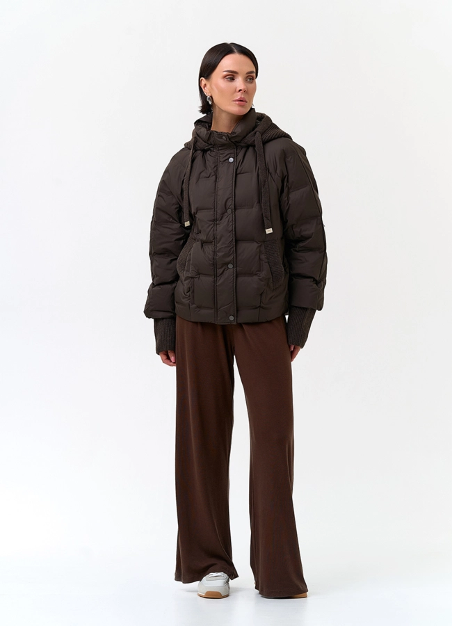 Женская куртка с трикотажным капюшоном модель № 33825 в рассрочку
