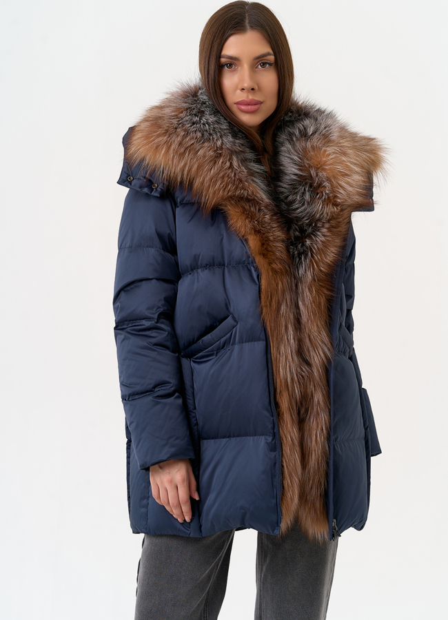 Женский пуховик с отделкой из меха блюфрост модель № 31441 в кредит