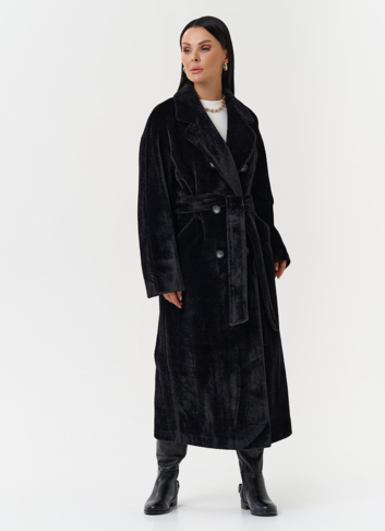 Утепленное пальто из эко меха