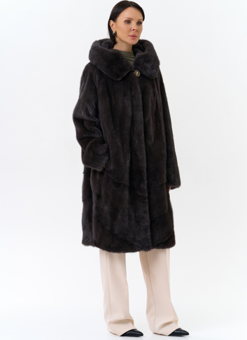 Шуба из норки с капюшоном