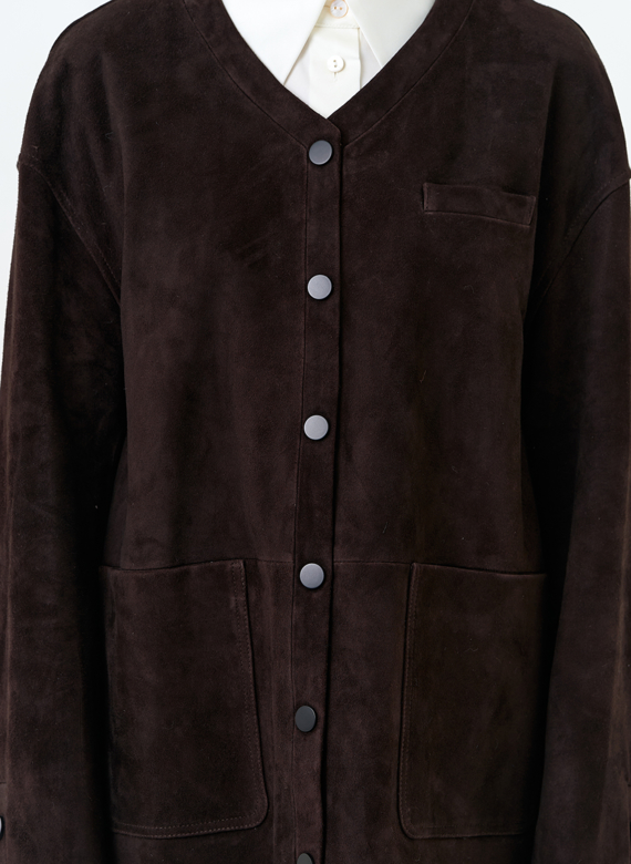 Удлиненная куртка из натуральной замши