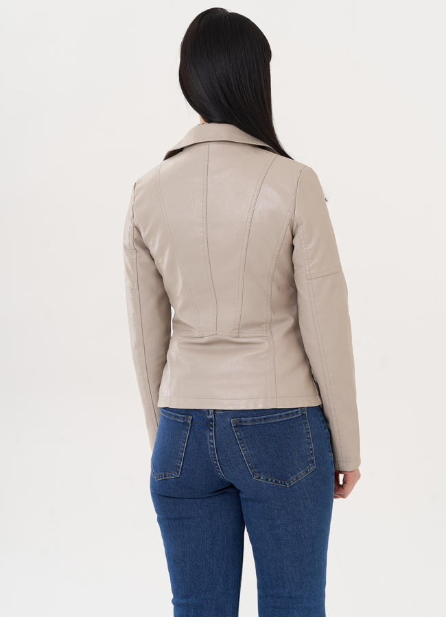 Куртка из эко кожи с отложным воротником модель № 26966 универмаг малина