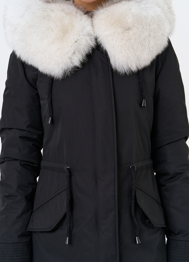 Женская парка с капюшоном из меха песца модель № 31989 универмаг малина