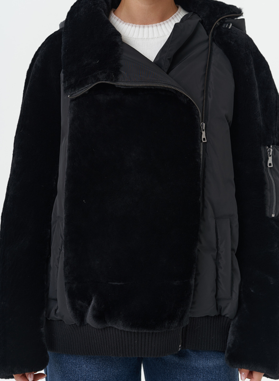 Комбинированная куртка с капюшоном