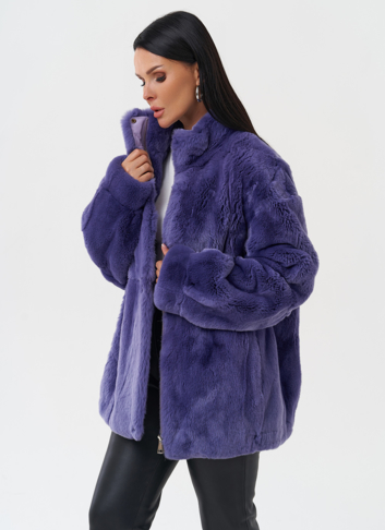 Яркая шуба из меха кролика