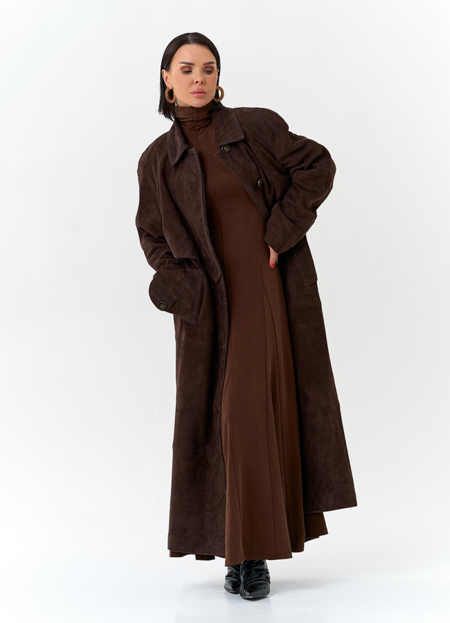 Женский плащ из натуральной замши модель № 32869 универмаг малина