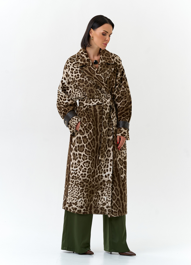 Женское пальто с анималистическим принтом модель № 32555 универмаг малина