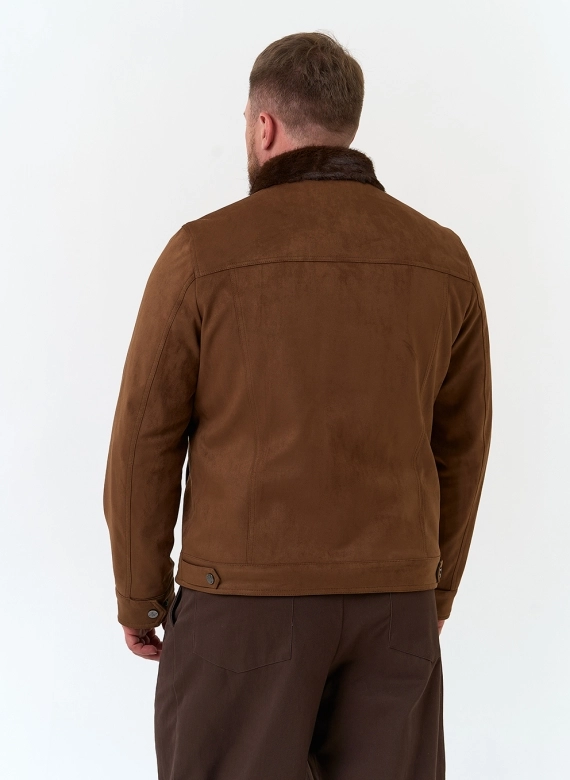 Мужская утепленная куртка из эко замши фото