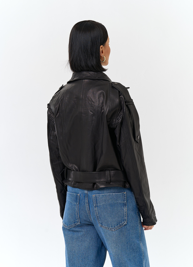 Женская куртка косуха из натуральной кожи модель № 26849 в кредит