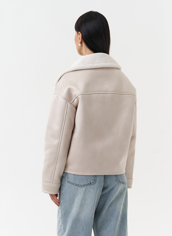 Короткая дубленка из эко замши