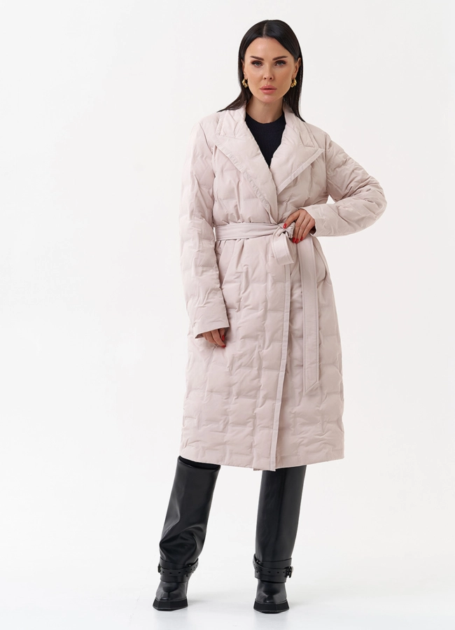 Женское утепленное пальто с английским воротником модель № 29898 меха малина фото