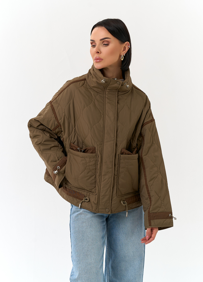 Женская куртка с воротником стойкой модель № 32829 меха малина