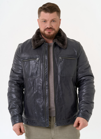 Куртка из натуральной кожи с отделкой из овчины