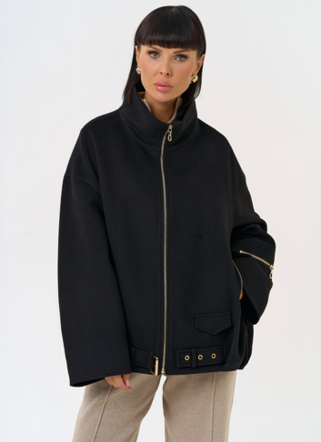 Женское пальто бомбер с воротником стойкой