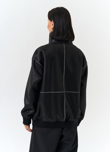 Женский бомбер из эко замши черного цвета