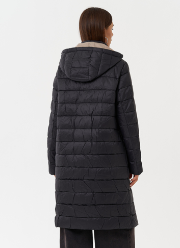 Стеганый пуховик с капюшоном