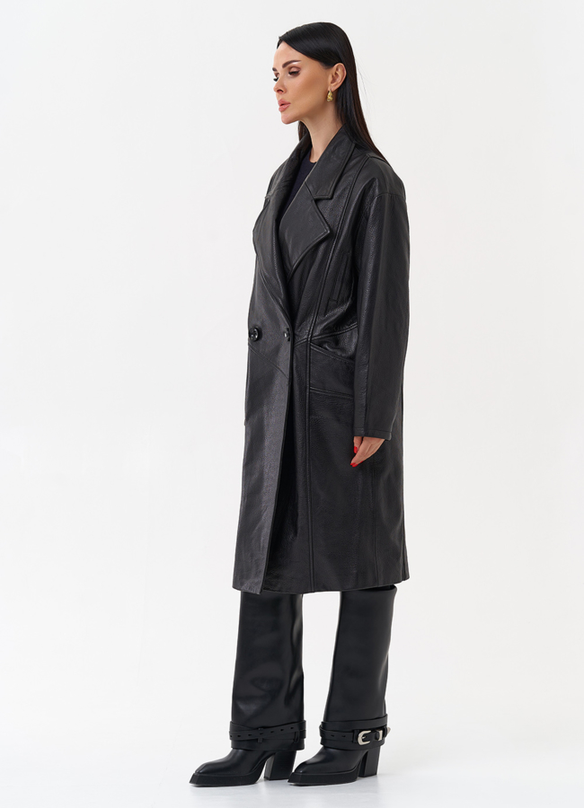 Плащ женский длинный из натуральной кожи модель № 4447 универмаг малина