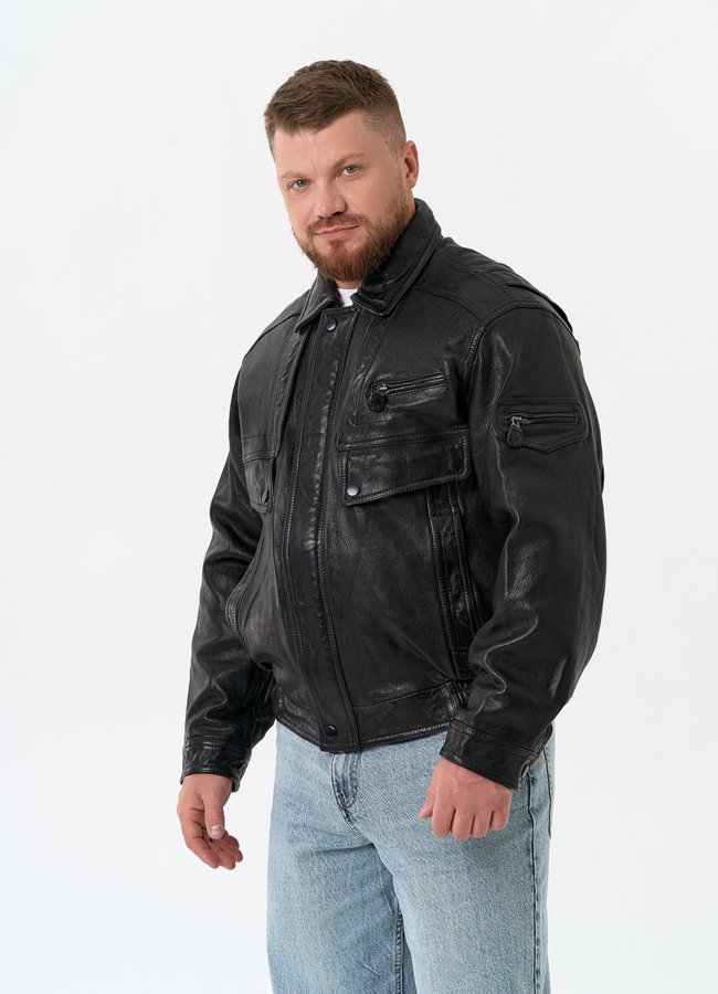 Мужская куртка бомбер из натуральной кожи модель № 32898 универмаг малина