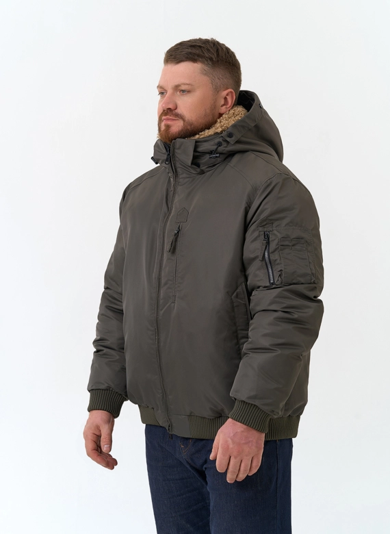 Мужская куртка бомбер с капюшоном фото