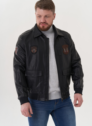 Мужская куртка из эко кожи черного цвета