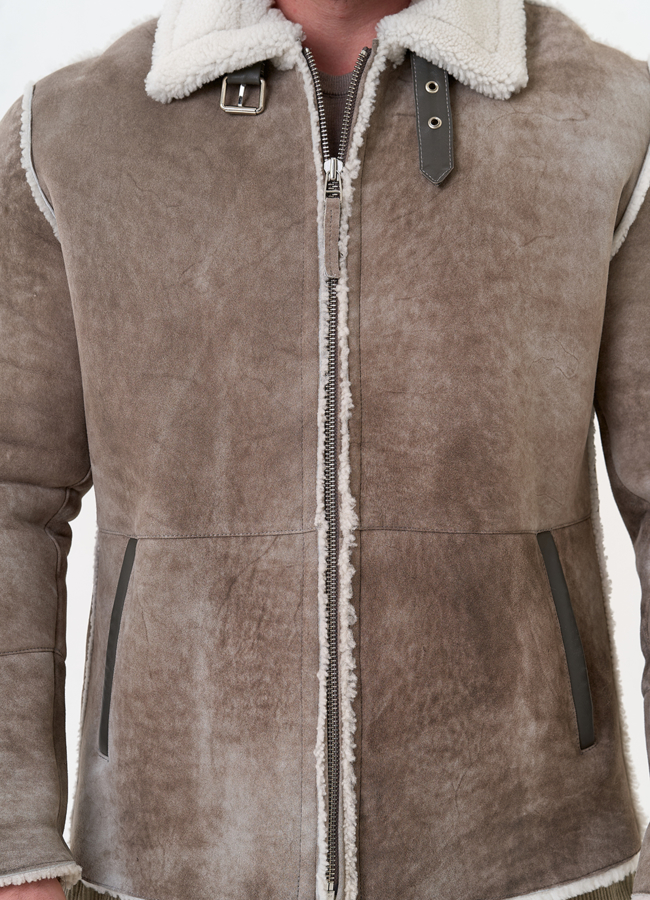 Светлая мужская дубленка модель № 28913 универмаг малина