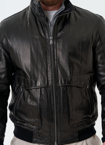 Мужская утепленная куртка из натуральной кожи