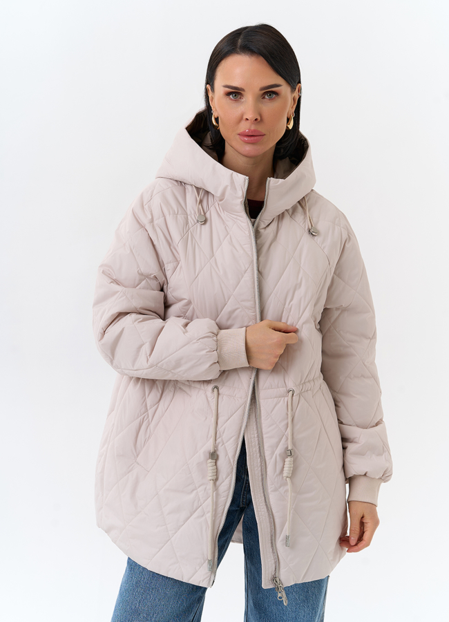 Женская куртка с капюшоном модель № 32506 меха малина