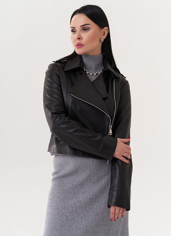 Укороченная куртка из натуральной кожи модель № 26895 в кредит