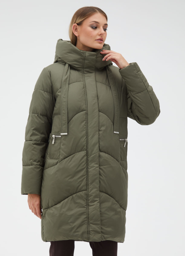 Женский пуховик с капюшоном модель № 31125 меха малина