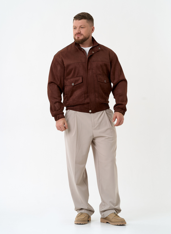 Мужская куртка бомбер из эко замши