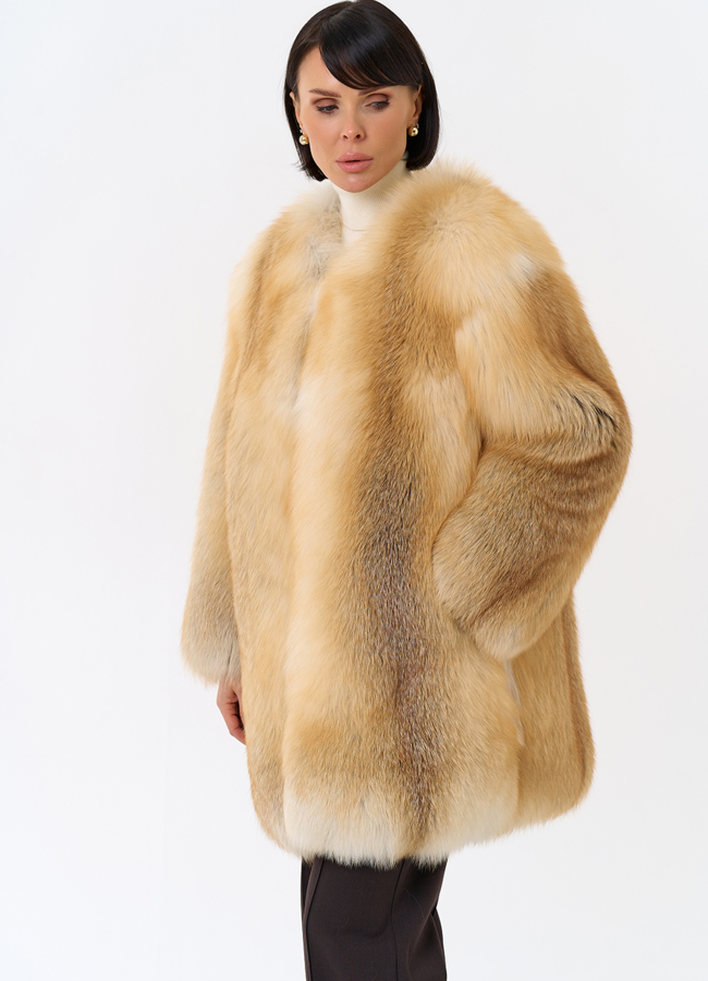 Шуба из рыжей лисы модель № 32012 универмаг малина