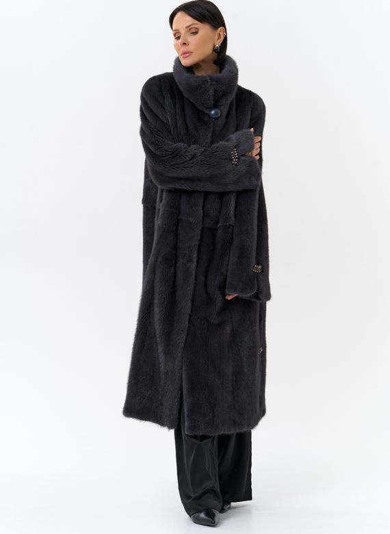 Норковая шуба с воротником стойка 