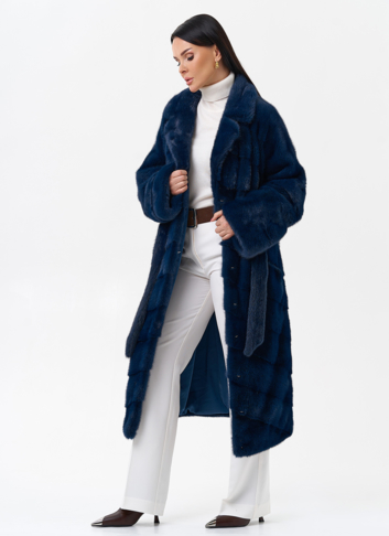 Длинная шуба с английским воротником