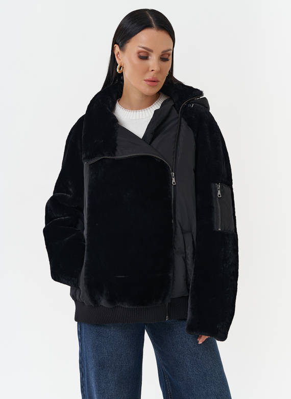 Комбинированная куртка с капюшоном