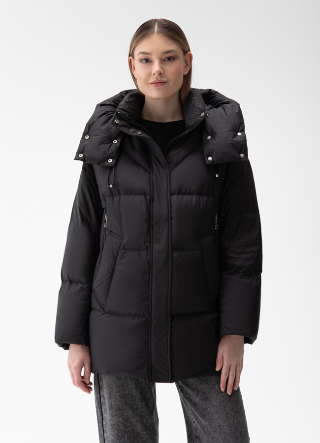 Женский пуховик с капюшоном  модель № 28385 в рассрочку