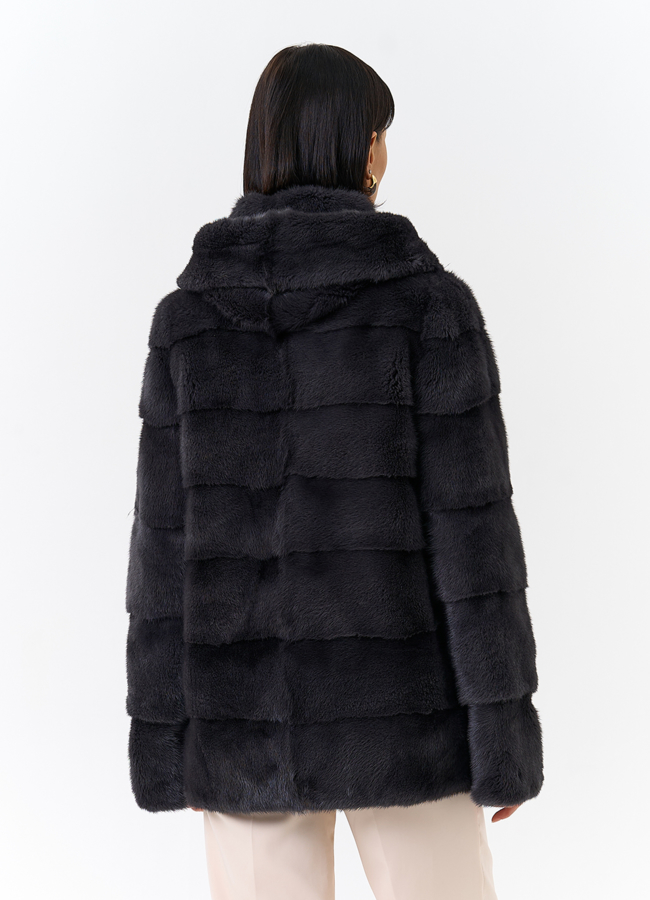 Куртка из меха норки с капюшоном модель № 25398 в кредит