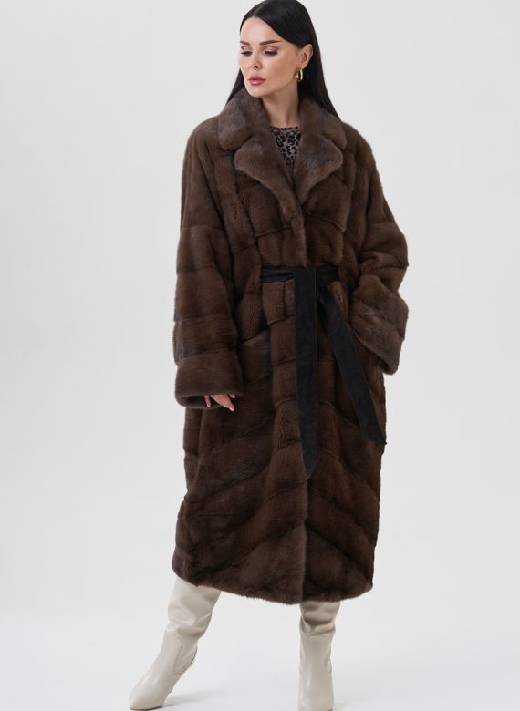 Норковая шуба с английским воротником 