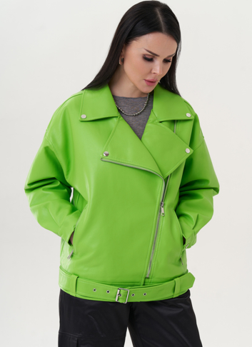 Куртка из эко кожи зеленого цвета