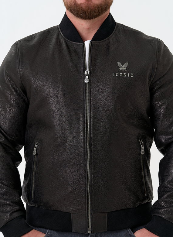 Мужская куртка бомбер из натуральной кожи