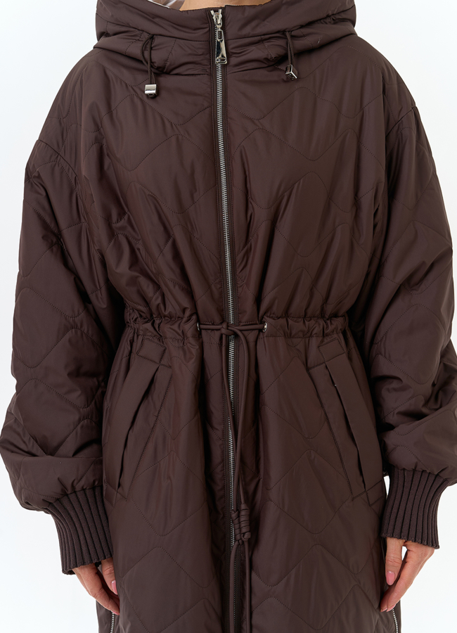 Женское утепленное пальто с капюшоном модель № 32848 универмаг малина